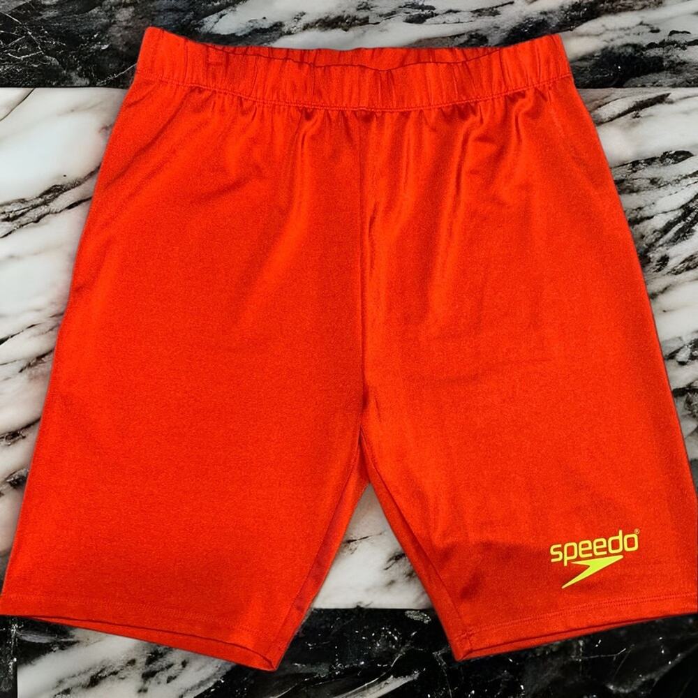 Speedo x Forever 21 Men Active Shorts Plus Red Biker Logo Elastic Waist